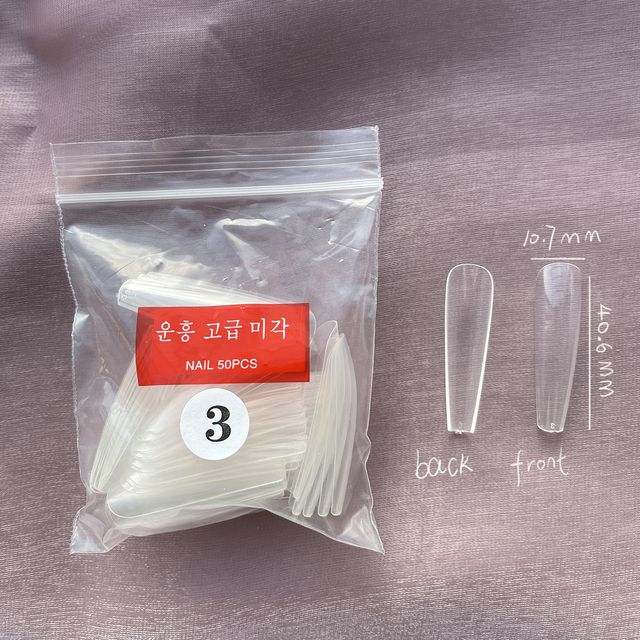 Fake Nails Extend Transparent Ballet Long False Nails Art With Glue UV Press On 50PC Full Cover Tips for Nail Ofessionals