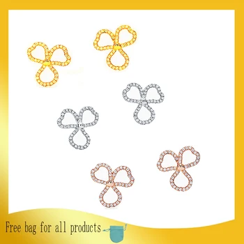 

1: 1 Original Model S925 Sterling Silver Earrings For Women Fashion Zircon Clover Earrings Ladies LOGO Jewelry Birthday Gift