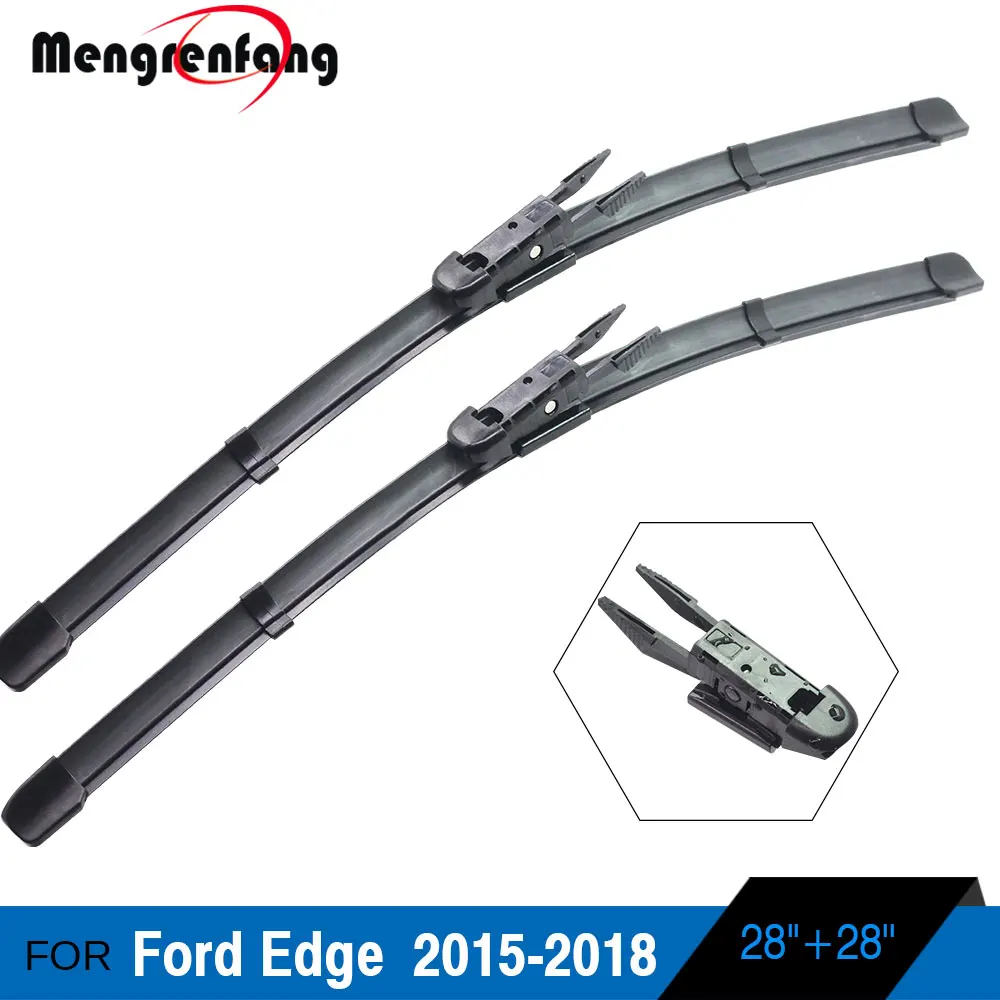 Для Ford Edge 2007- автомобильные передние стеклоочистители ветрового стекла мягкие резиновые стеклоочистители J крюк и боковой зажим ручки 2 шт - Цвет: 2015-2018
