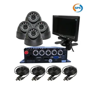 

DIY 4CH GPS 1080P AHD 256GB SD Car DVR MDVR Video Recorder IR Camera 7" Monitor