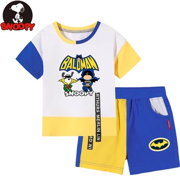 

2020 Snoopy children's clothing short-sleeved t-shirt shorts children's cotton soft and comfortable suit boy two-piece suit