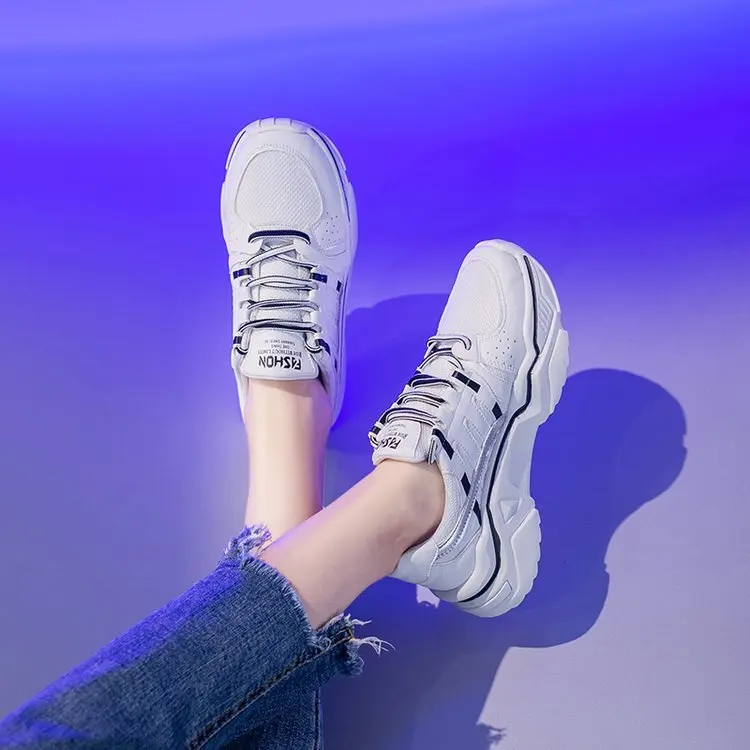 Women Fashion Sneakers Platform Sneakers Lace-up Ladies Brand Chunky Causal Shoes Woman Basket Sports Shoes Chaussure Femme