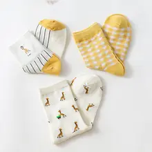 3 пар/уп. Мягкие хлопковые носки с вышивкой жирафа из мультфильма женские носки с низким вырезом для повседневной носки