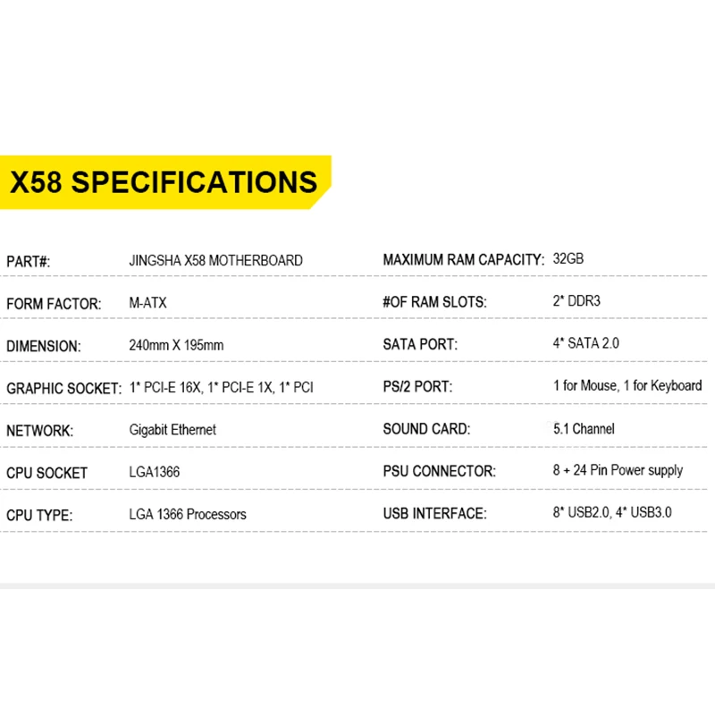 X58 LGA 1366 материнская плата LGA1366 поддержка REG ECC DDR3 и Xeon процессор USB3.0 AMD RX серии