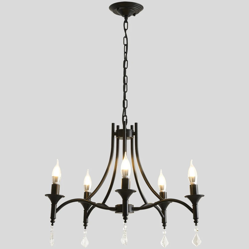 Американская хрустальная люстра из кованого железа потолочная лампа