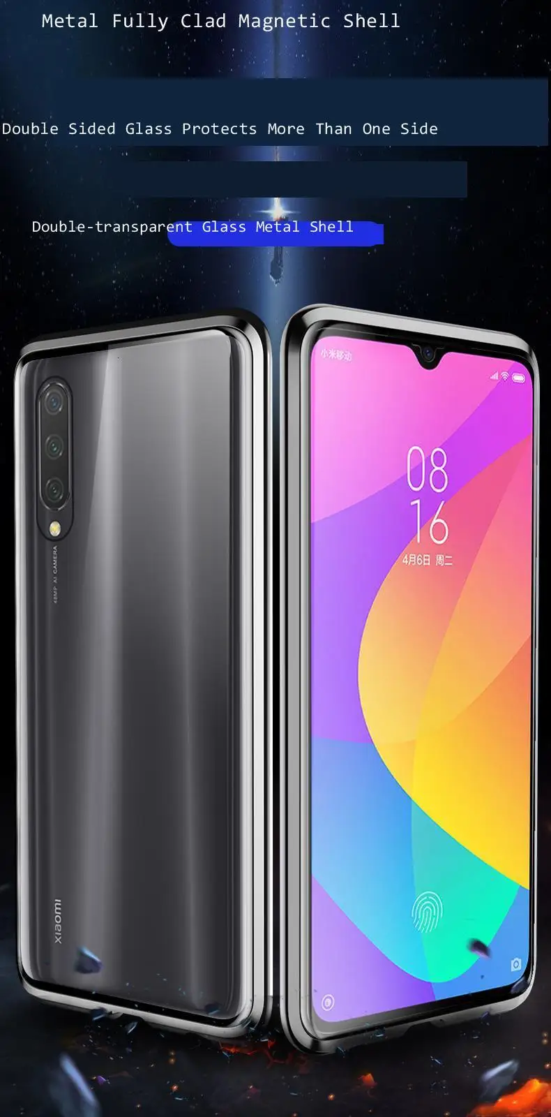 Для Xiaomi Mi Note 10 Чехол прозрачный полный защитный металлический магнитный двойной стеклянный чехол задняя крышка для Xiaomi Mi Cc9 Note 10 Pro