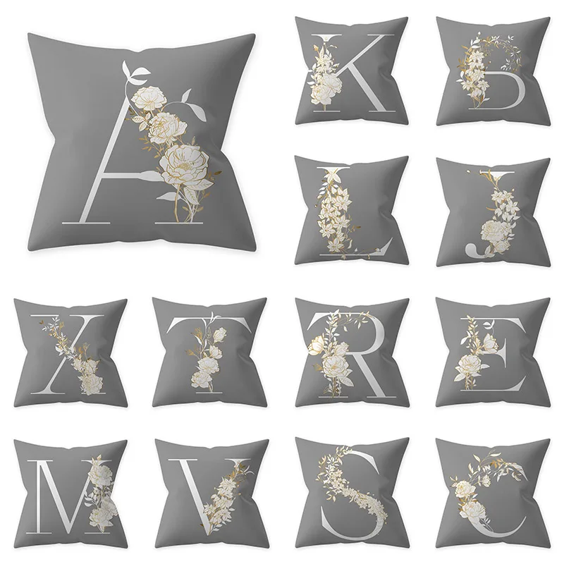 Цветочная Подушка чехол для подушки с буквенным принтом английским алфавитом из