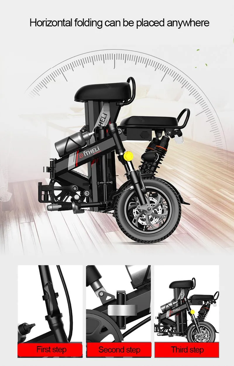 Daibot Electric Folding Bicycle 400W 48V Two Wheels Electric Bicycles With Removable Battery Mini 12 Inch Electric Scooter Bike (5)