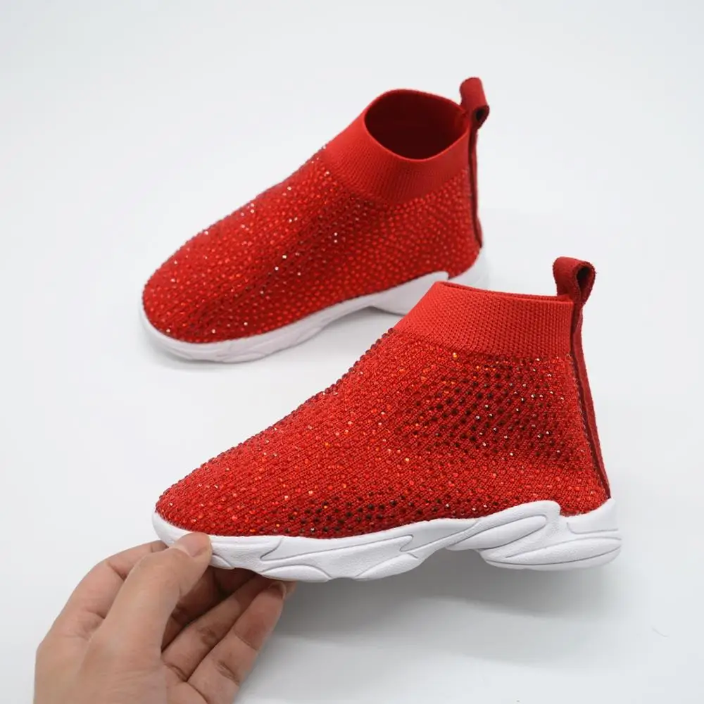 

Myfitgo Stretch Sock Sneakers Shiny Toddler Kids Air Mesh Autumn Girls Flat Casual Shoes Boy Sport Walking Girls Crystal Shoes