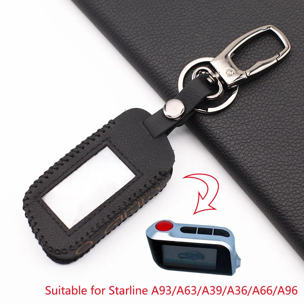 Key Case Key Case Cover Car Key Shell Remote Control Case Cover 100% Leather Key Case For Starline A93 A63 Car Alarm Remote Controller LCD Keychain Cover Accessories