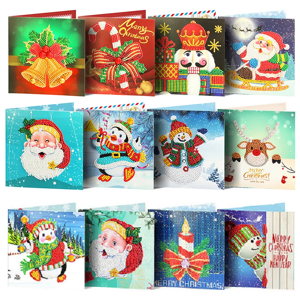 

New 5D DIY Diamond Painting Greeting Cards Special-shaped Santa Claus Greeting Postcards Diamond Mosaic Handmade Gift Cards