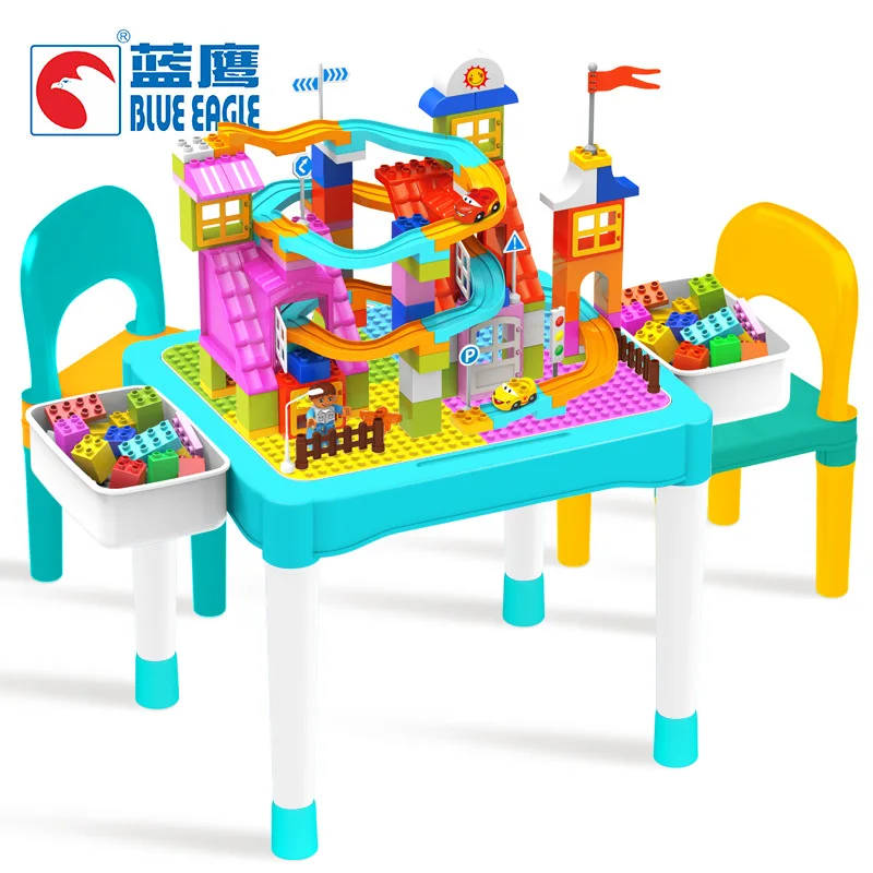 

Blue Eagle Multi-functional Building Blocks Granule Children Toy Desk 3-6 a Year of Age 1 Boys GIRL'S Baby Big Table Educational