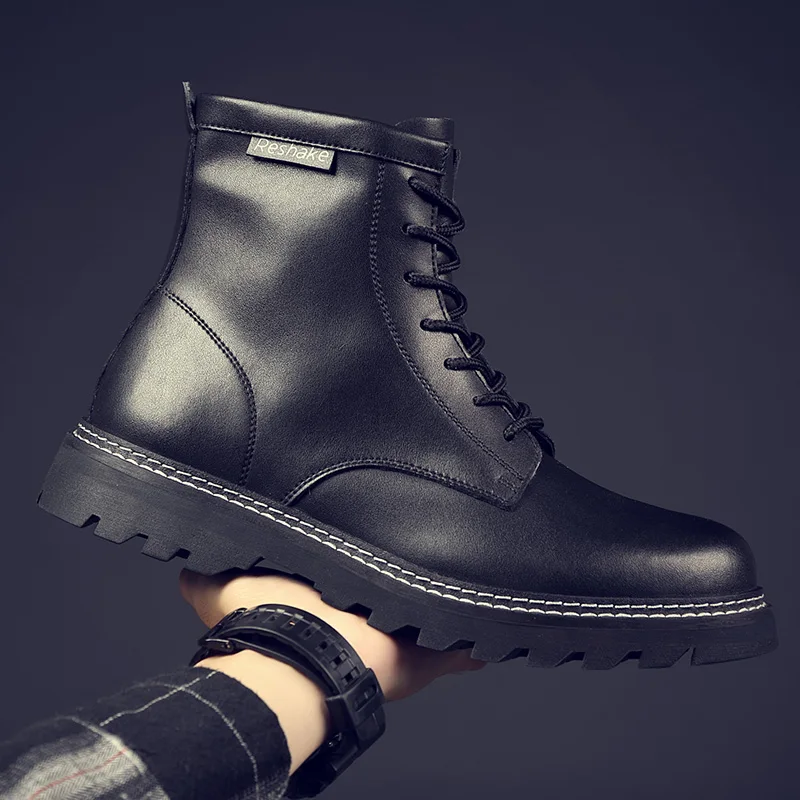 Spring Black Misalwa классические мужские военные ботинки кожаные армейские ботинки ручной работы на платформе со шнуровкой, размеры 38-48, весенне-зимние мужские ботинки с высоким подъемом - Цвет: Spring Black