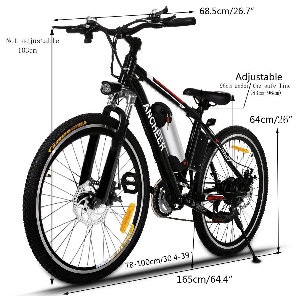 Excellent ANCHEER Brand New 26 " 250W Electric Bike Aluminum EBike 21 Speed Mountain Bike Electric Bicycle 9