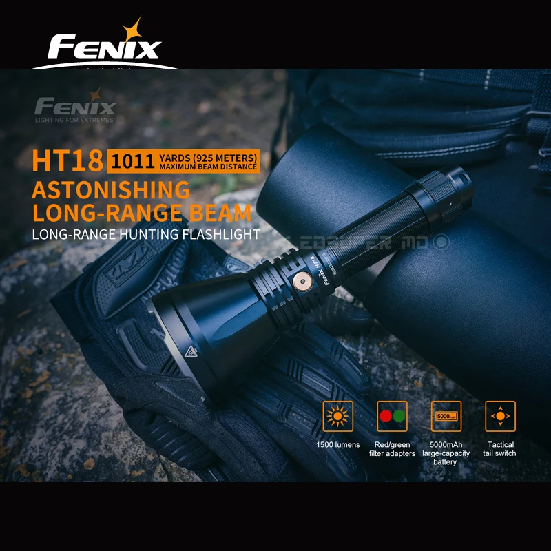  925 Meters Beam Distance Fenix HT18 CREE XHP35 HI LED 1500 Lumens Long-range Hunting Flashlight wit - 32879778922