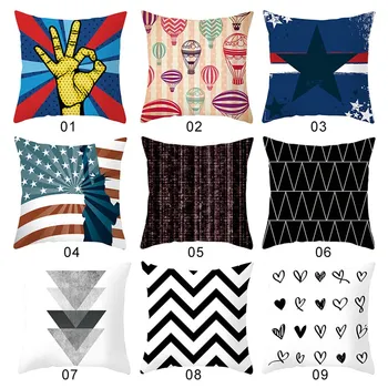 

Geometric Abstract Car Sofa Pillowcase Peach Skin Cushion Cover 45*45cm Household Products European Style Pillow Cover