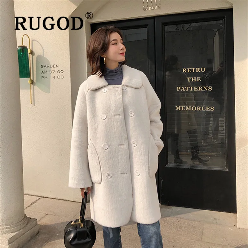 RUGOD новинка 2019 зимнее пальто для женщин искусственный мех женское длинное