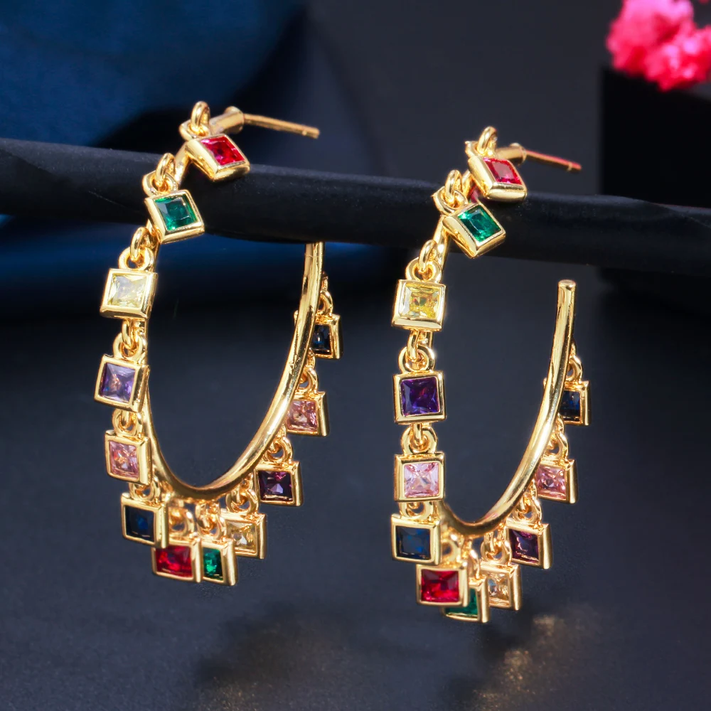 Cubic Zirconia Hoop Earrings | Womens Gold Hoop Earrings