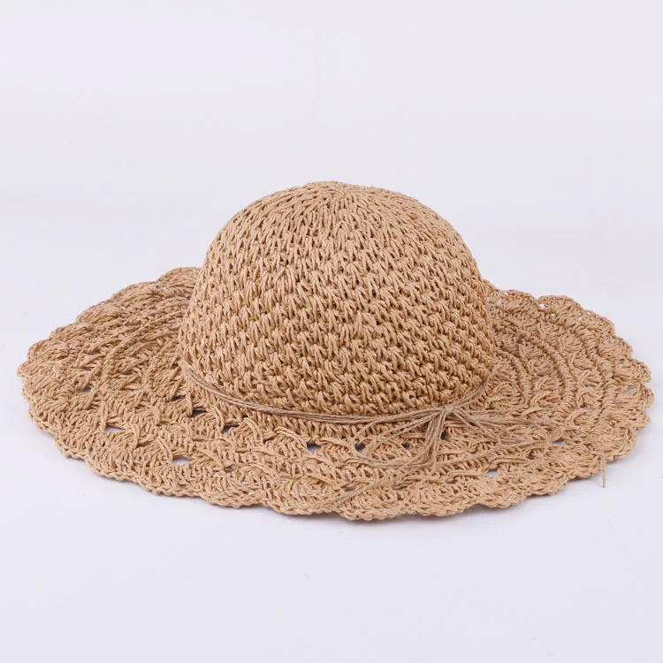 Dilidala Summer Tourist Beach Hat Sunscreen Sunshade Hat Wild Hand-made Hat Travel Students Beach Hat Fold-able Straw Hat Women - Цвет: T095-2