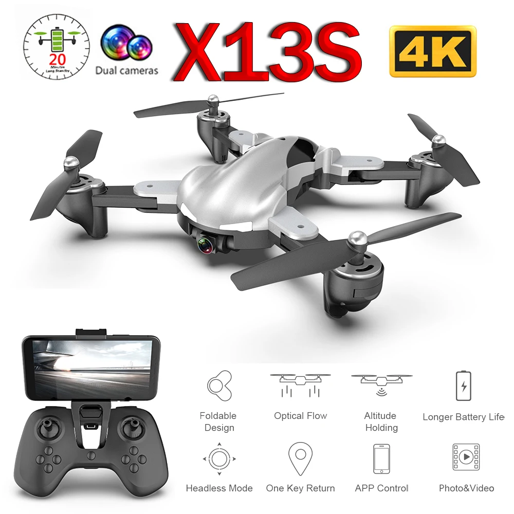 X13S складной Профессиональный Дрон с 4K HD двойной камерой Wi Fi FPV оптический поток RC