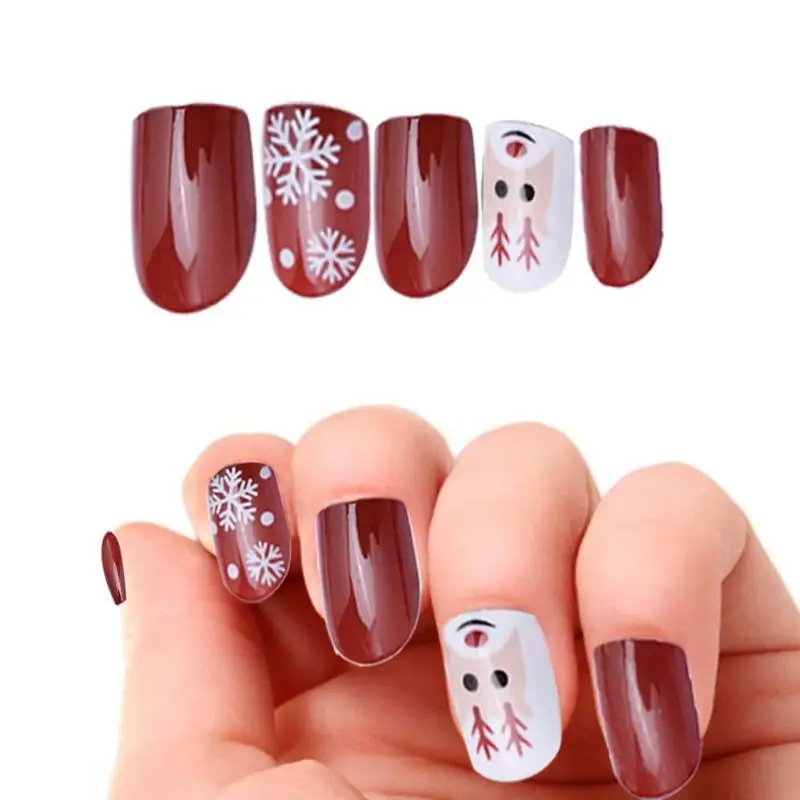 24 шт 3D стикер для ногтей Рождественский короткий наконечник клей маникюр Советы украшения для ногтей