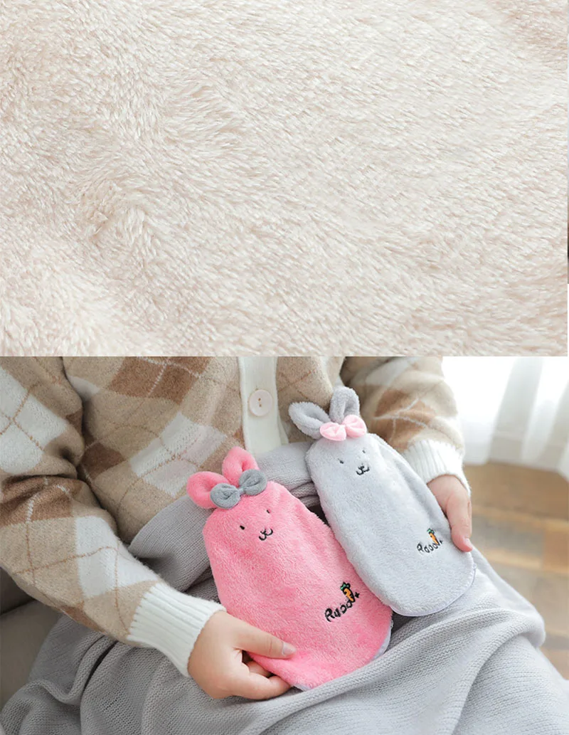 Saim Hot Water Bag Cartoon Plush Rabbit Removable Cloth Set Heat Jug Water Injection Explosion-proof Hot Water Bottle JJ50672