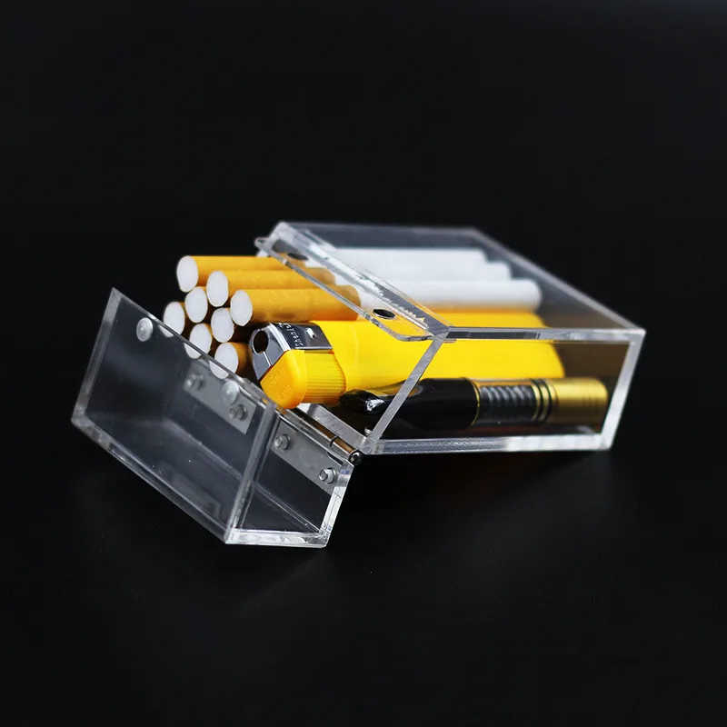 

Transparent Cigarette Box Can Hold 14 Cigarette and One Lighter Cigarette Case Thick and Portable Gadgets for Men