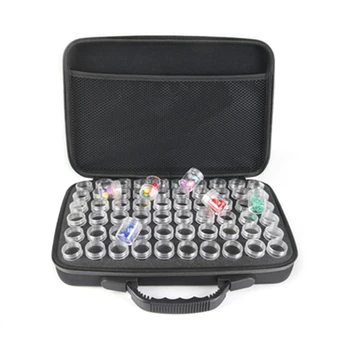 

60 Bottles Drill Storage Box Beads Shockproof Hand Bag Zipper Design Cross Stitch EVA Diamond Painting Portable Protective Cover