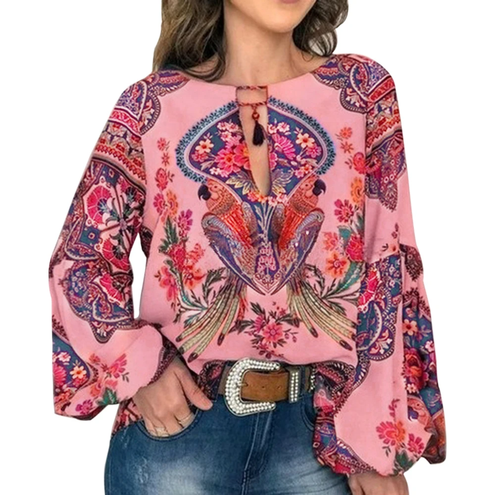 Большие размеры, женская летняя рубашка с цветочным принтом, с рукавом-бабочкой, v-образный вырез, винтажные женские блузки, облегающие, с цветочным рисунком, Boho, топы, blusas - Цвет: B2