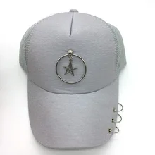 Кольцо Украшение бейсбольная шляпа металлическая метка Звезды Треугольник Бейсбольная Шляпа Лето сетка бейсбольная шляпа