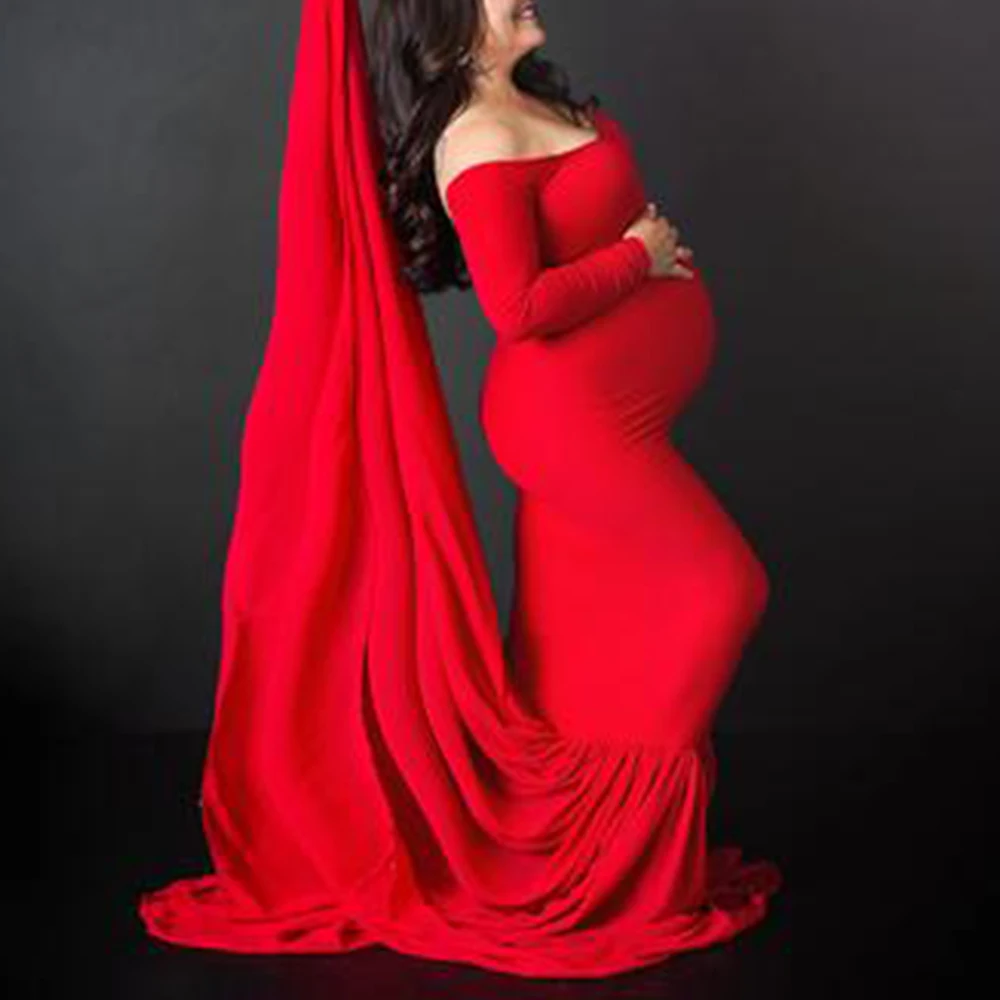 Мода Материнство фотография Реквизит Макси с открытыми плечами платье Необычные