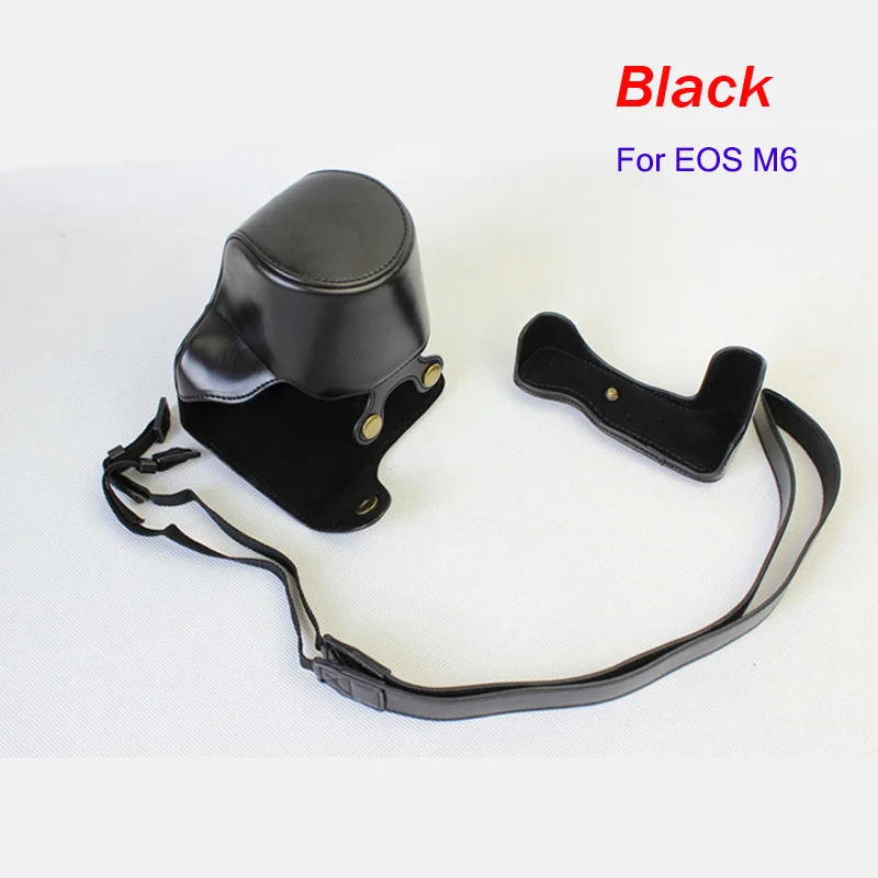 Портативный из искусственной кожи чехол камера сумка для Canon EOS M6 M6II M6 Mark ii с 15-45 мм Объектив SLR Защитная крышка плечевой ремень - Цвет: EOS M6 black