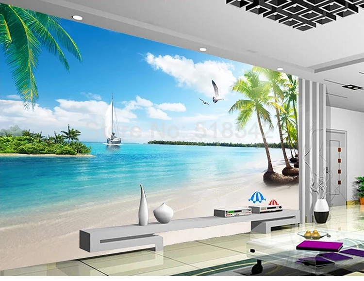 coqueiro, paisagem, sala de estar, fundo, arte para parede