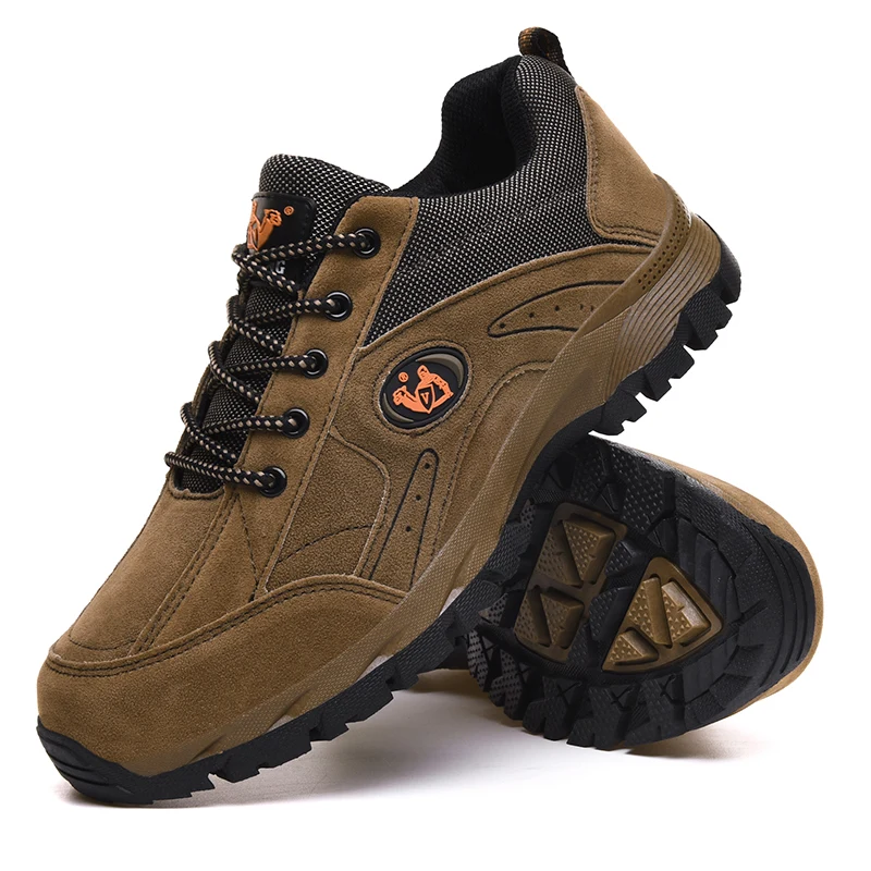 Men's Low Sneakers mens Outdoor Shoes Men Plus Size 49 Rubber Sole Waterproof work Safety Shoes Male Antiskid Shoe Drop Shipping - Color: Brown