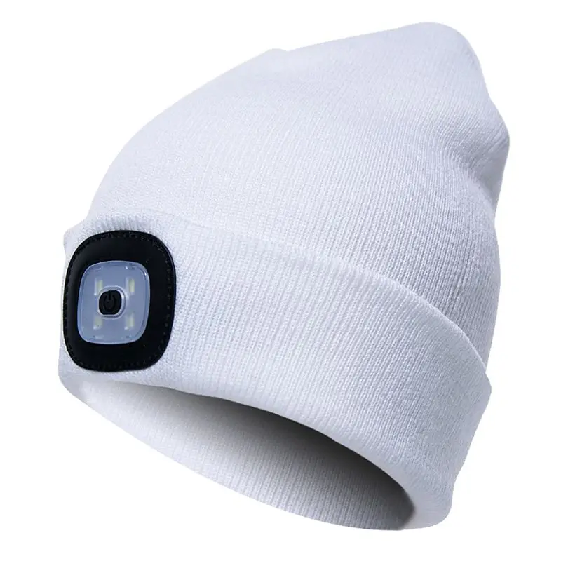 USB Перезаряжаемый светодиодный шапочка со светодиодом зимняя теплая вязаная шапка налобный фонарь крышка s