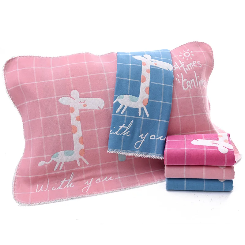 

Pure Cotton Three Layer Gauze Pillow Case Children Lace Students cartoon zhen Headscarf Cotton Anti-slip 40 * 60cm