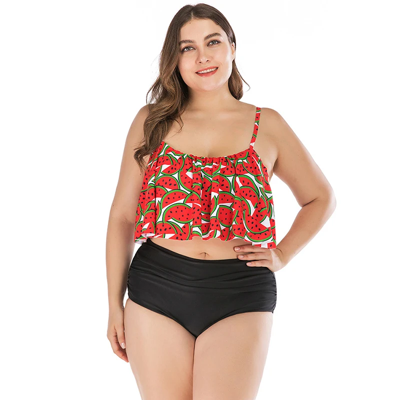 

Plus size swimsuit feminine high waist bikini suit Fatten swimsuit plus size swimsuit ladies bikini 2020 ruffled swimsuit