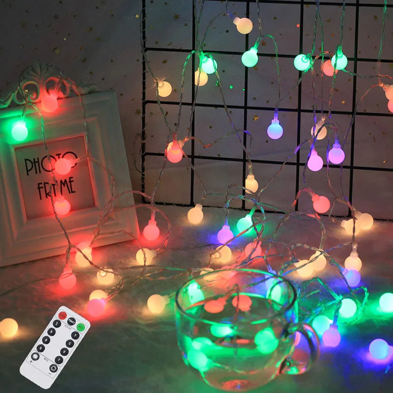 Высокое качество 50LED шаровые стринги Водонепроницаемые огни декоративные лампы для рождественской елки Свадебные вечерние садовые VE - Испускаемый цвет: multicolor