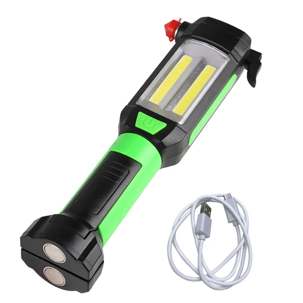 2 Mode Led Flashlight Car Emergency Tool Hammer Usb Rechargeable Cob