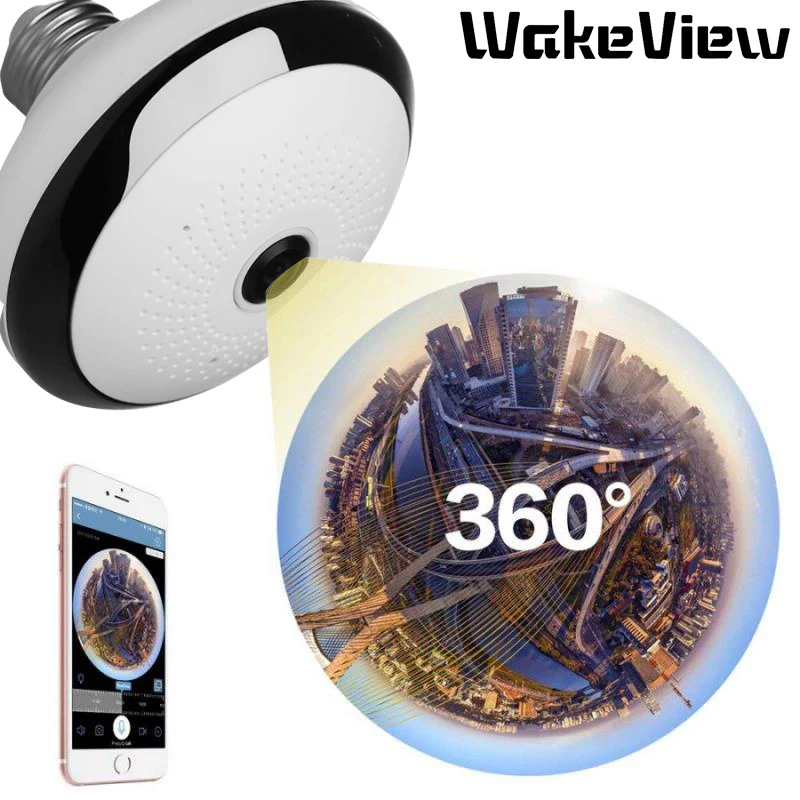 

WakeView 360 Degree Wide Angle Camera IP Fisheye Panoramic 1.3MP WiFi IP Camera Wireless Video 2way Audio Surveillance Camera