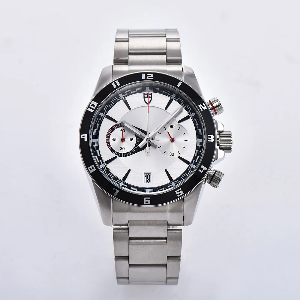 

Watch men 43mm Sports fashion Chronograph Quartz Japanese Movement VK63 316L Stainless Steel Case Multi-function Watch