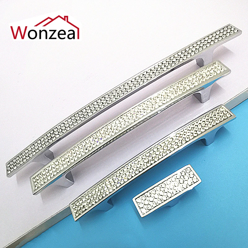 С украшением в виде кристаллов мебель комод Ящик серебро тянет ручки шкафа