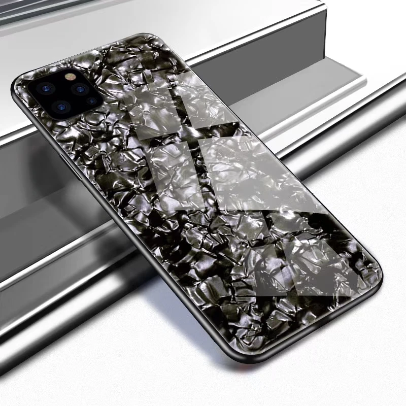 black Для Apple iphone 11 чехол Роскошная оболочка жесткий Закаленное стекло Защитная задняя крышка для iphone 11 Pro Max iphone 11 11pro - Цвет: black