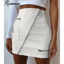 Rockmore Harajuku Женская мини-юбка на молнии с карманами в Корейском стиле, уличная юбка с высокой талией, Юбки До Колена для ночного клуба