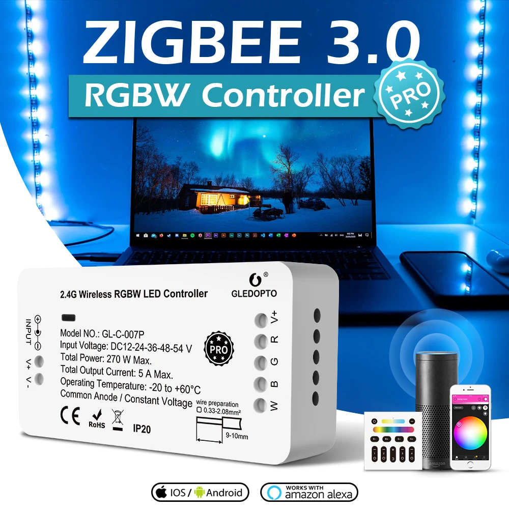 G светодиодный OPTO Zigbee 3 0 DC12-54V умный дом Pro RGBW полосы Управление Работать с Smartthings