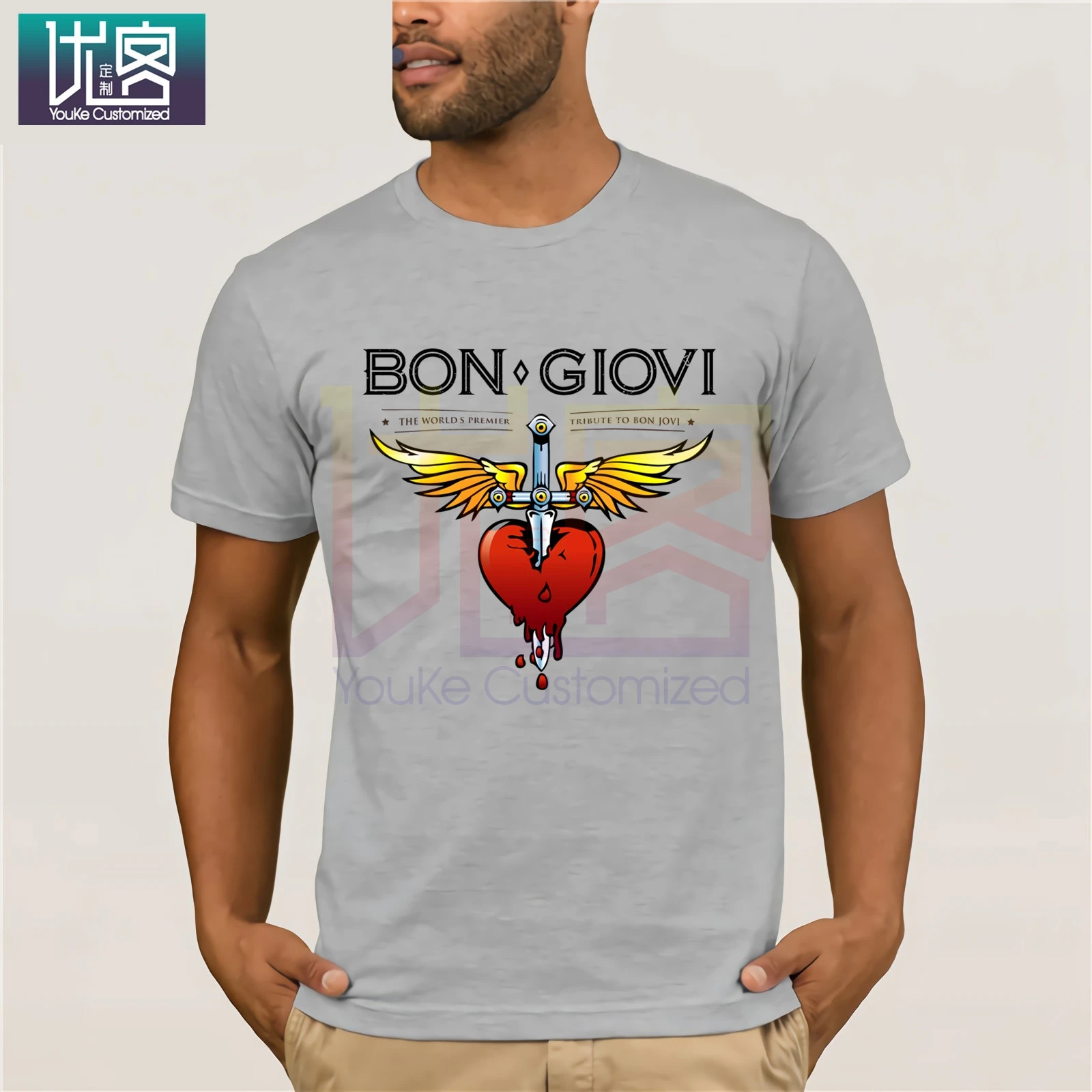 

Bon Jovi T Shirt Men Print Short Sleeve Boy Summer T-shirt With White Color Fashion Top Tees Funny Tees Cotton Tops T Shirt