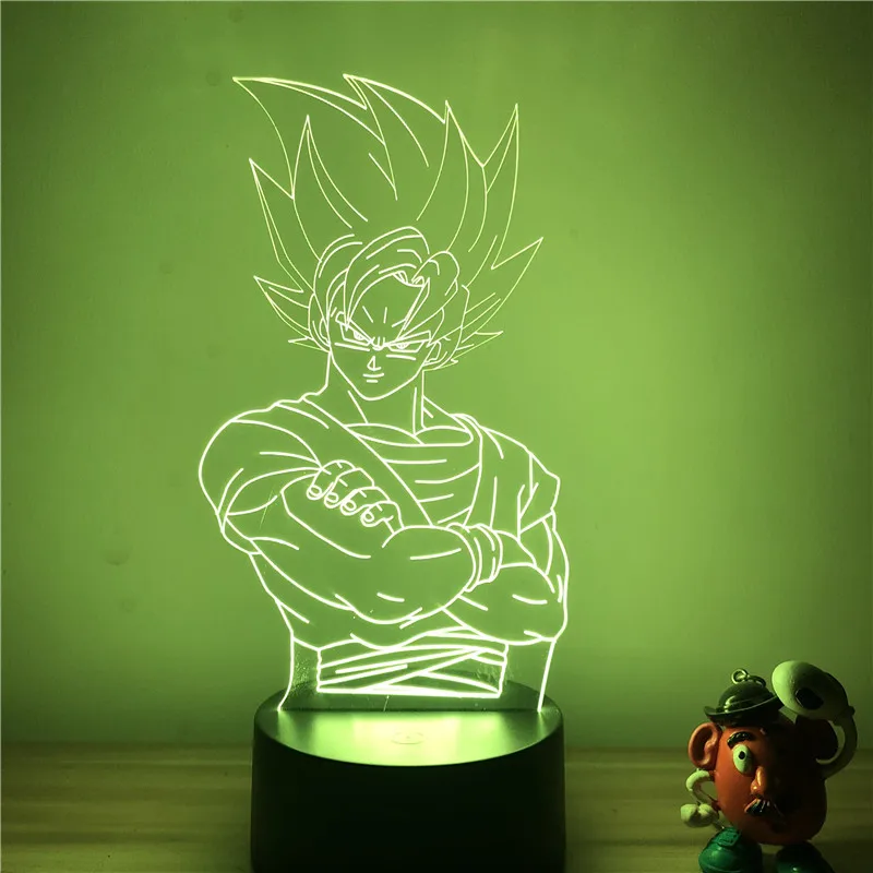 3D светодиодный ночной Светильник аниме Dragon Ball Z Goku Super Saiyan Ver. Фигурка 7 цветов Сенсорная Оптическая иллюзия Модель настольной лампы