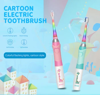

Children Sonic Electric Toothbrush for 3-12 Ages Battery LED Sonic Kids Tooth brush Smart Timer Replacement Brush Heads