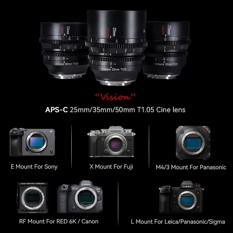 7artisans 25mm 35mm 50mm T1.05 APS-C Manual Focus Large Aperture