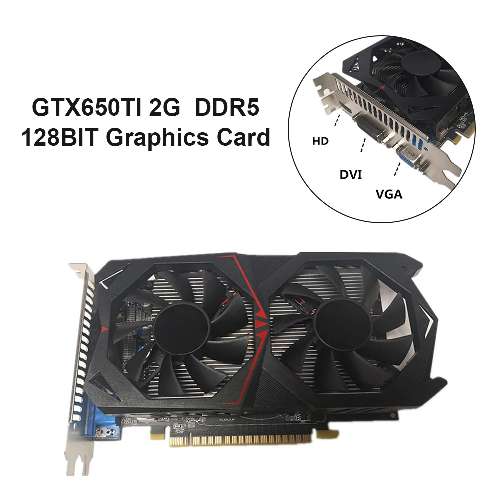 GTX650Ti 2GB DDR5 128bit Graphics Card w/ Cooling Fan Computer Video Card for CF/LOL/DNF Smooth Gaming HDMI-Compatible Accessory gpu computer